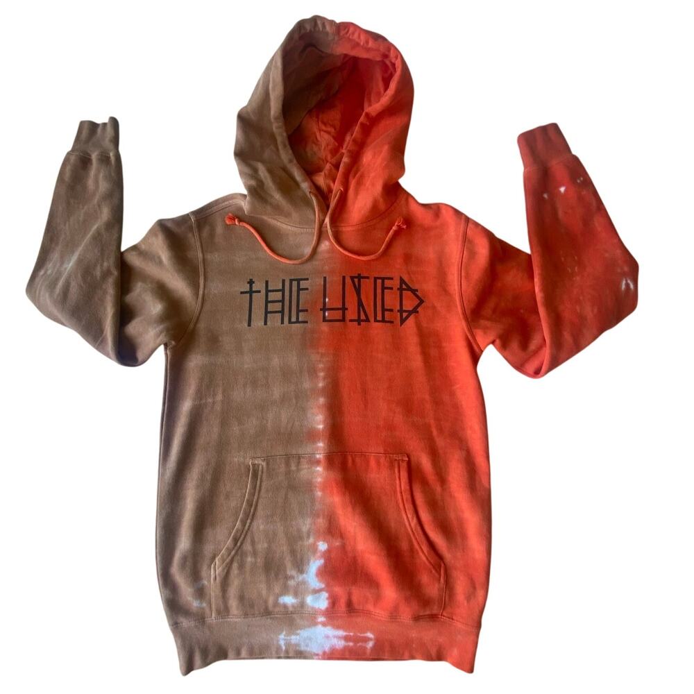 The Used Band Merch Split Tie Dye Hoodie Limited Edition Orange Brown Size Small